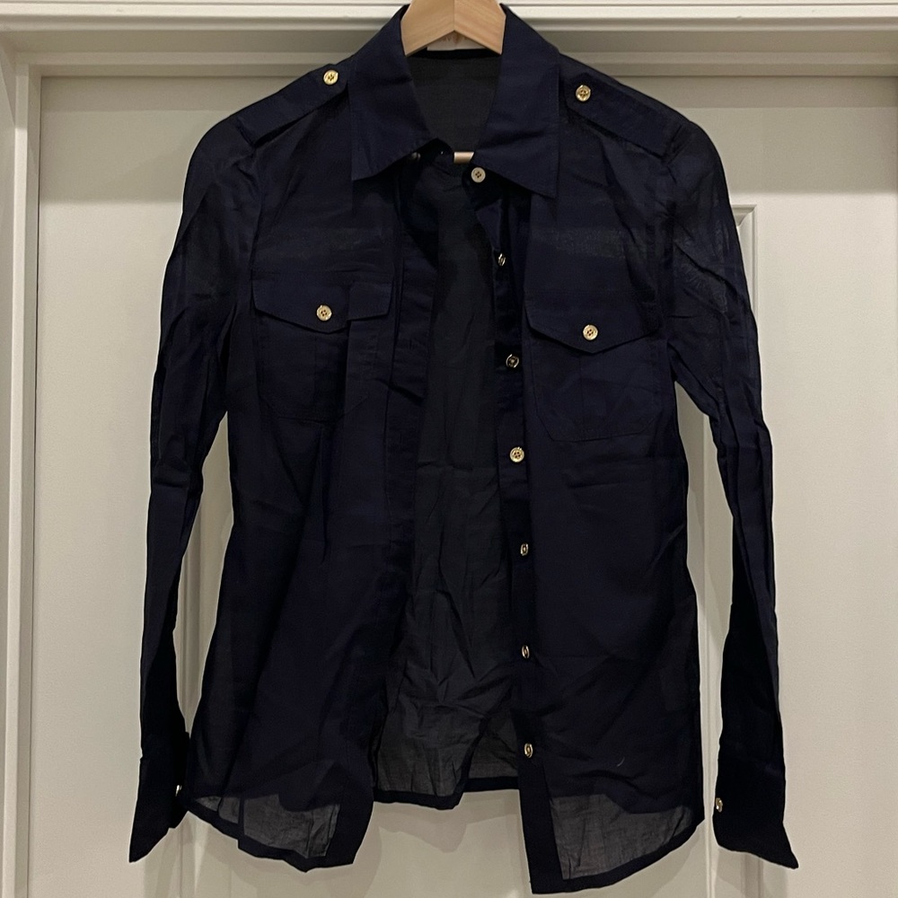 Tory Burch Sheer Cotton Button Down